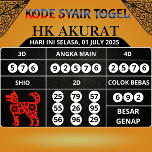 Kode Syair Togel HK Akurat Hari Ini Selasa,01 Juli 2025