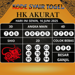 Kode Syair Togel HK Akurat Hari Ini Senin, 16 Juni 2025