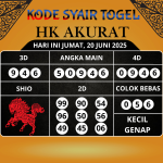 Kode Syair Togel HK Akurat Hari Ini Jumat, 20 Juni 2025