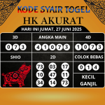 Kode Syair Togel HK Akurat Hari Ini Jumat, 27 Juni 2025
