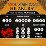 Kode Syair Togel HK Akurat Hari Ini Rabu, 11 Juni 2025