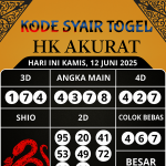 Kode Syair Togel HK Akurat Hari Ini Kamis, 12 Juni 2025