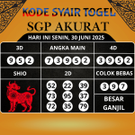 Kode Syair Togel SGP Akurat Hari Ini Senin, 30 Juni 2025