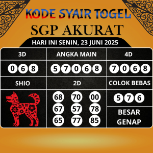 Kode Syair Togel SGP Akurat Hari Ini Senin, 23 Juni 2025