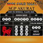 Kode Syair Togel SGP Akurat Hari Ini Minggu, 15 Juni 2025