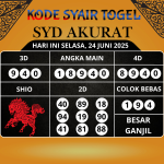 Kode Syair Togel SDY Akurat Hari Ini Selasa, 24 Juni 2025