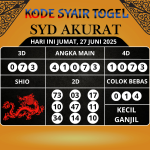 Kode Syair Togel SDY Akurat Hari Ini Jumat, 27 Juni 2025