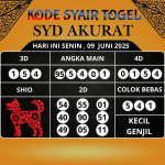 Kode Syair Togel SDY Akurat Hari Ini Senin, 09 Juni 2025