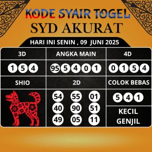 Kode Syair Togel SDY Akurat Hari Ini Senin, 09 Juni 2025