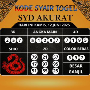 Kode Syair Togel SDY Akurat Hari Ini Kamis, 12 Juni 2025