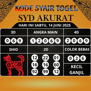 Kode Syair Togel SDY Akurat Hari Ini Sabtu, 14 Juni 2025