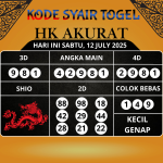 Kode Syair Togel HK Akurat Hari Ini Sabtu, 12 Juli 2025