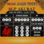 Kode Syair Togel SGP Akurat Hari Ini Sabtu, 12 Juli 2025