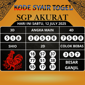Kode Syair Togel SGP Akurat Hari Ini Sabtu, 12 Juli 2025