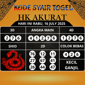 Syair Togel HK Paling Akurat Hari Ini Rabu, 16 Juli 2025