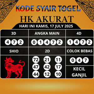 Syair Togel HK Paling Akurat Hari Ini Kamis, 17 Juli 2025