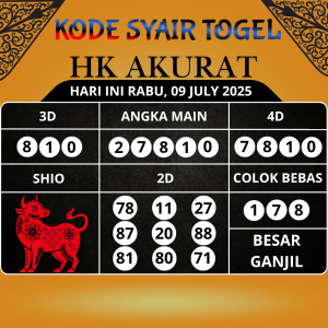 Kode Syair Togel HK Akurat Hari Ini Rabu, 09 Juli 2025