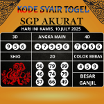 Kode Syair Togel SGP Akurat Hari Ini Kamis, 10 Juli 2025