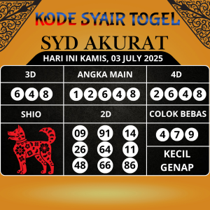 Kode Syair Togel SDY Akurat Hari Ini Kamis, 03 Juli 2025