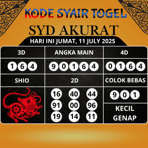 Kode Syair Togel SDY Akurat Hari Ini Jumat, 11 Juli 2025