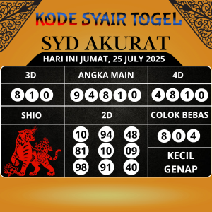 Syair Togel SDY Paling Akurat Hari Ini Jumat, 25 Juli 2025
