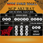 Syair Togel SGP Paling Akurat Hari Ini Minggu, 14 Juli 2025