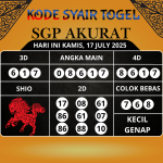 Syair Togel SGP Paling Akurat Hari Ini Kamis, 17 Juli 2025