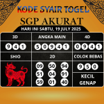 Syair Togel SGP Paling Akurat Hari Ini Sabtu, 19 Juli 2025