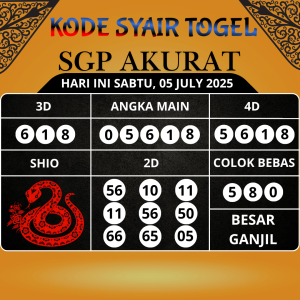 Kode Syair Togel SGP Akurat Hari Ini Sabtu, 05 Juli 2025
