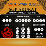 Syair Togel SGP Paling Akurat Hari Ini Kamis, 24 Juli 2025